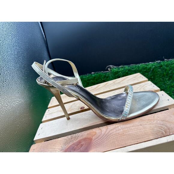 ALDO Ankle Strap Heels- Gold/Rhinestone-Size 40EU/ 9W - Picture 4 of 10